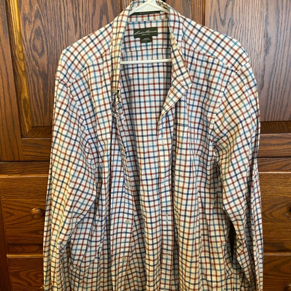 Eddie Bauer relaxed fit plaid button down
